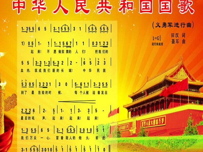 小学一年级上册音乐课件-《中华人民共和国国歌》1冀少版-(共16张PPT)第3页