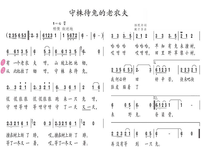 四年级上册音乐课件-2.4唱歌 守株待兔的老农夫   人教新课标第2页