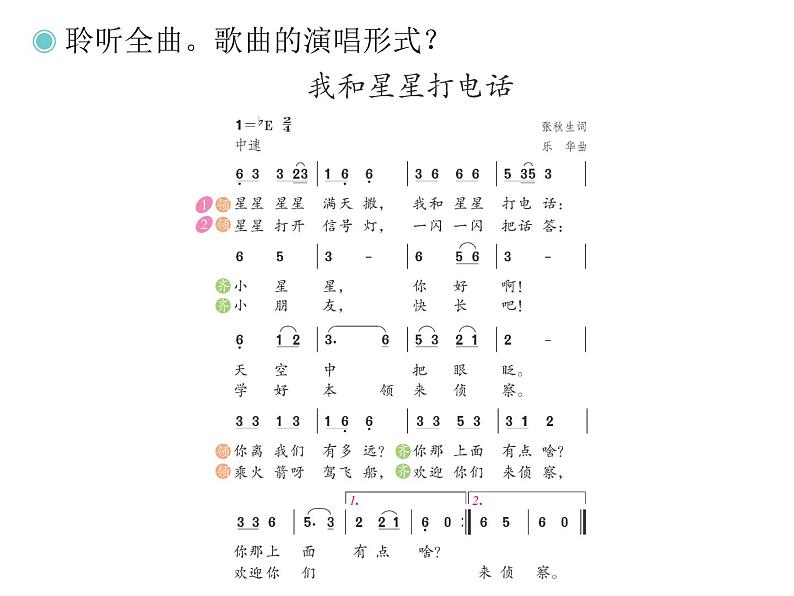 一年级下册音乐课件－我的音乐网页4 我和星星打电话  ｜人教新课标（2014秋） (共16张PPT)05