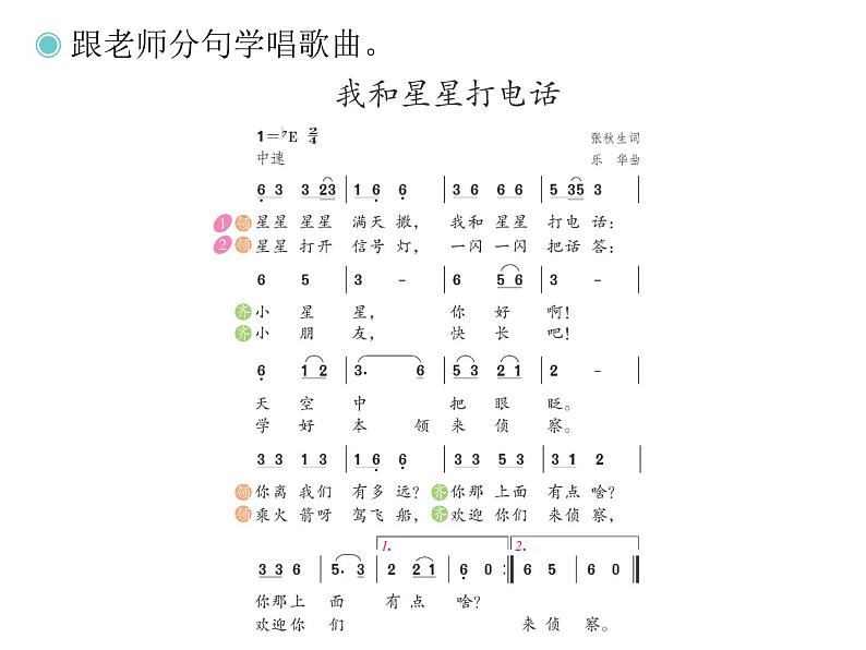 一年级下册音乐课件－我的音乐网页4 我和星星打电话  ｜人教新课标（2014秋） (共16张PPT)06