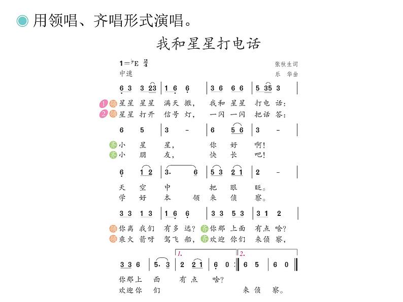 一年级下册音乐课件－我的音乐网页4 我和星星打电话  ｜人教新课标（2014秋） (共16张PPT)07