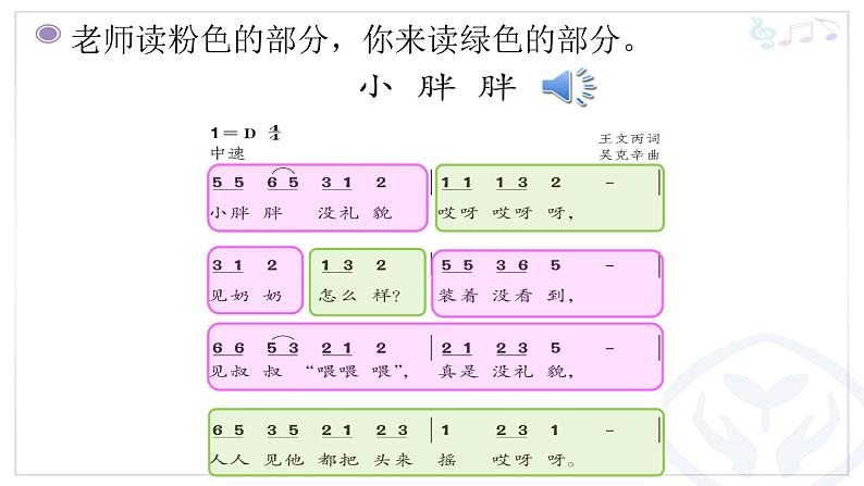 一年级下册音乐课件 - 第一单元《表演唱 小胖胖》人教版  15张第5页