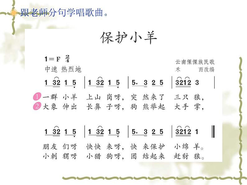 一年级下册音乐课件第五单元 歌表演 保护小羊｜人教版  12张第6页