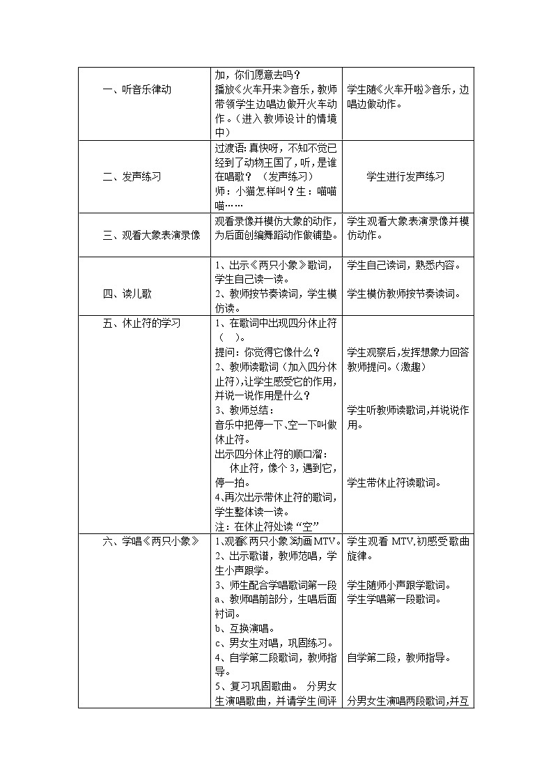 一年级下册音乐教案-4  《两只小象》 ︳人音版 （五线谱）  (4)第2页