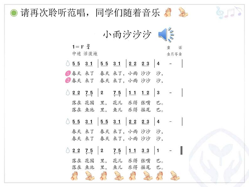 小学音乐人教版 一年级下册唱歌小雨沙沙沙 1 课件第3页