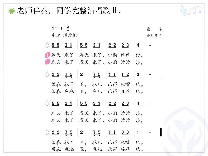 小学音乐人教版 一年级下册唱歌小雨沙沙沙 1 课件第4页