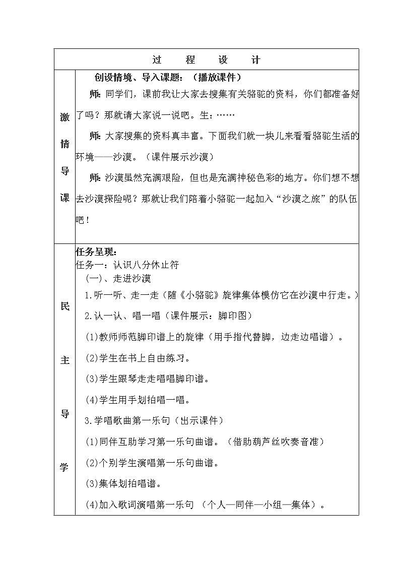 湘艺版音乐三年级下册 第四课 （简谱） （演唱）小骆驼(1)（教案）第2页