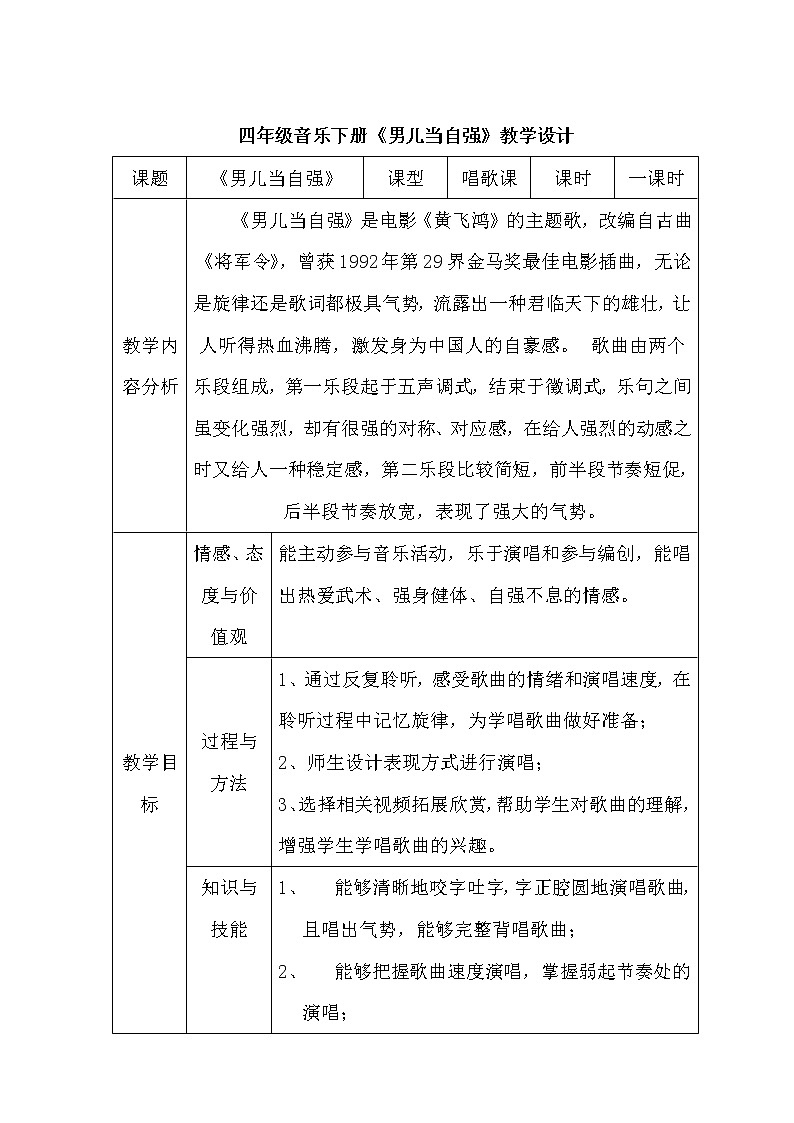 5.3男儿当自强 教案01