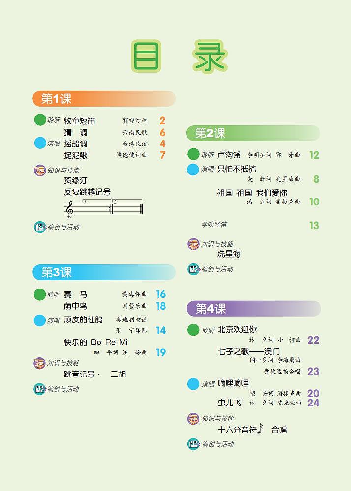 小学音乐人音版（主编敬谱）三年级下册电子教材2023高清PDF电子版 电子课本03