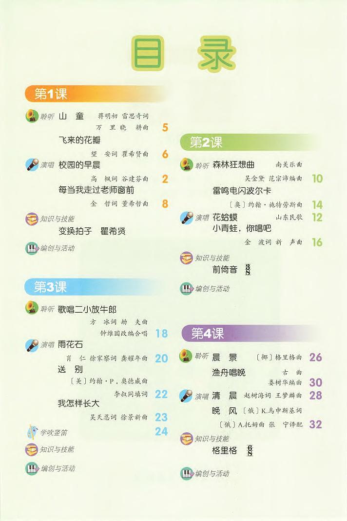 小学音乐人音版（主编敬谱）五年级上册电子教材2024高清PDF电子版 电子课本03