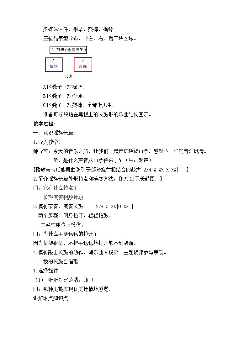 五年级下册音乐教案  （简谱）2.3 欣赏-瑶族舞曲  人教版02