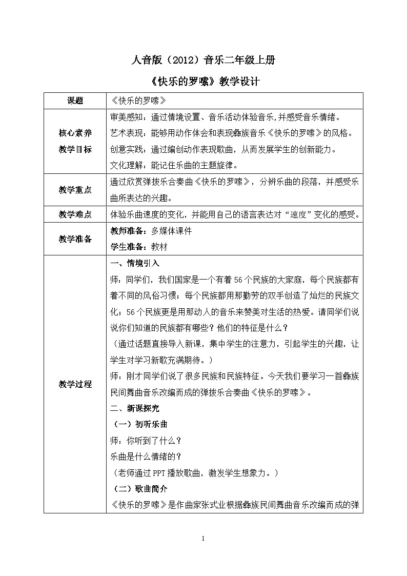 【核心素养目标】人音版（2012）音乐二年级上册《快乐的罗嗦》课件+教学设计01
