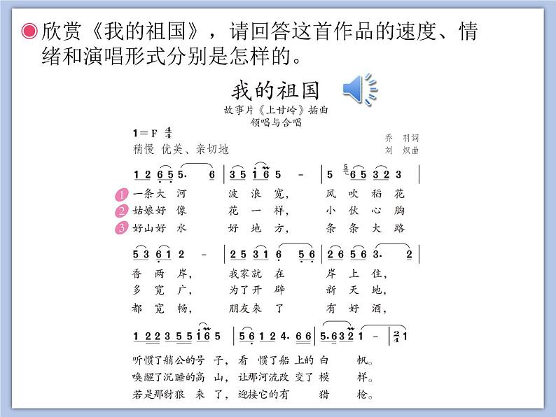 人教版6上音乐 1.7 我的祖国 课件第2页