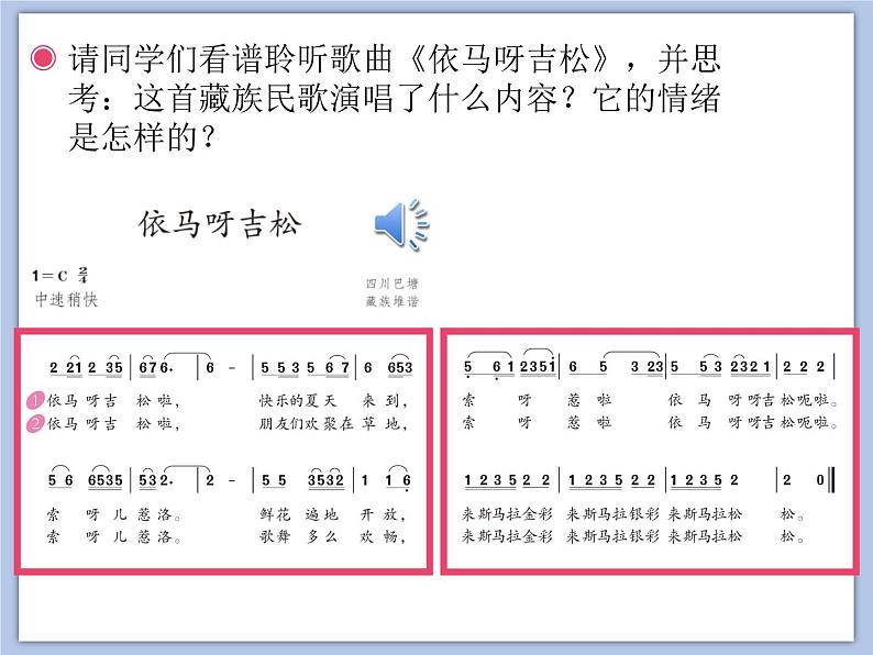 人教版5上音乐 1.1 依马呀吉松 课件第4页