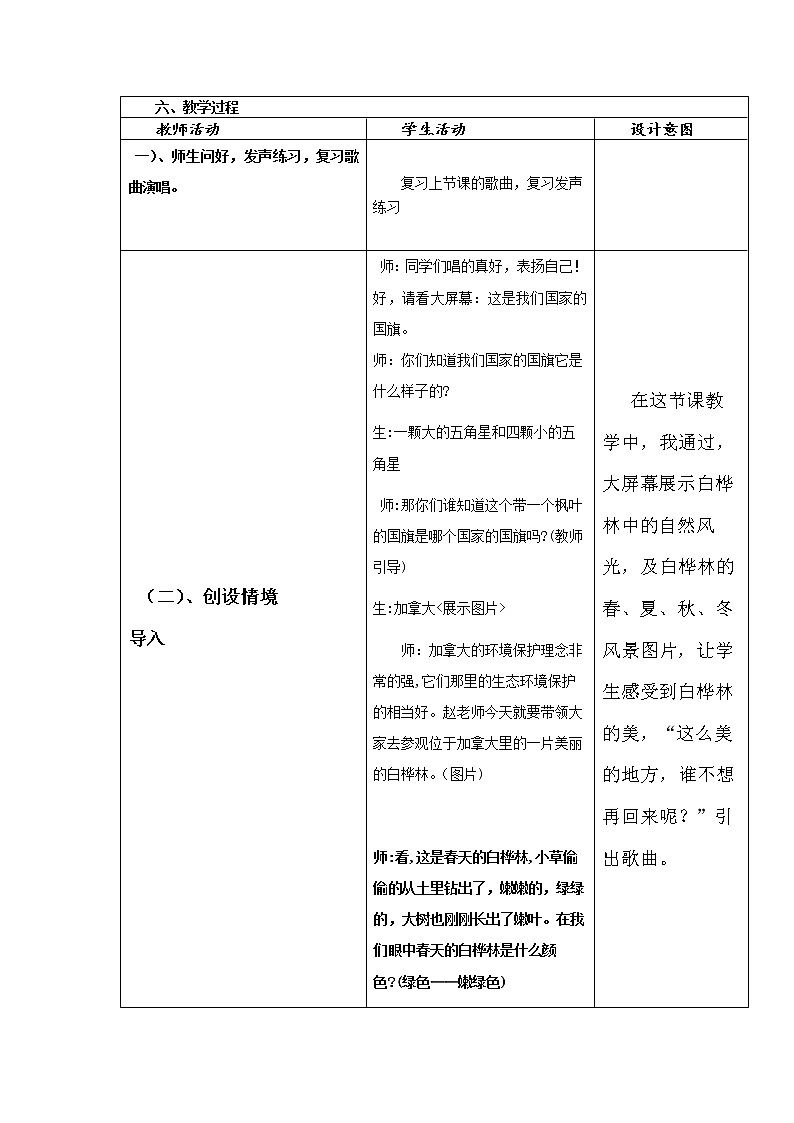 人音版四年级音乐下册（简谱）第4课《演唱 白桦林好地方》教学设计03