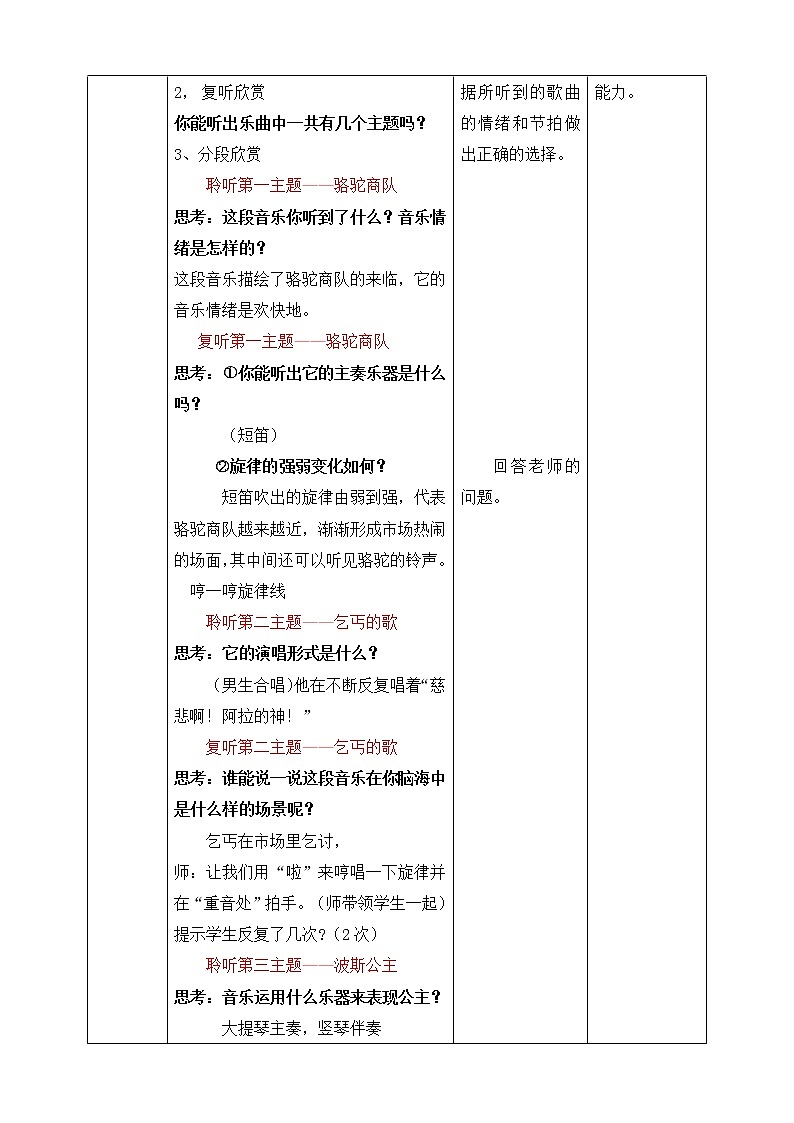 六年级上册音乐教案 -3《波斯市场》 人音版03