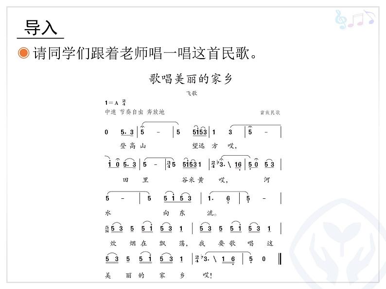 人教版四年级音乐下册第2单元 五十六朵花 欣赏 苗岭的早晨课件（含简谱和五线谱）素材资源包04