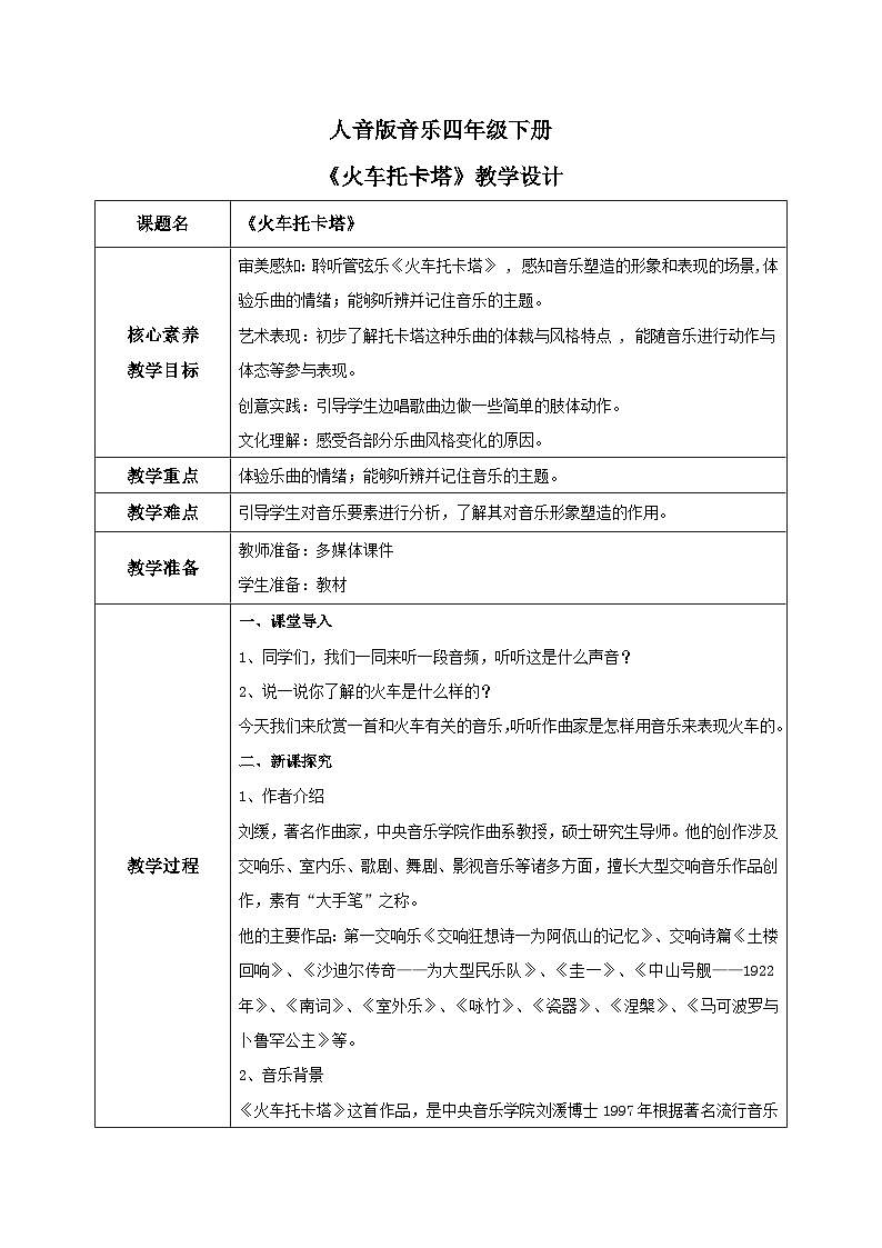 【核心素养目标】人音版（2012）音乐四下8.2 火车托卡塔 课件+教学设计+素材01
