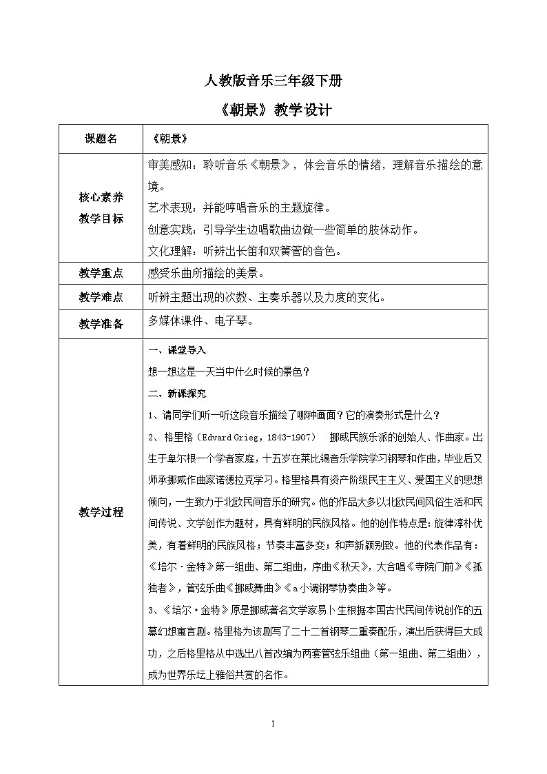 【核心素养目标】人教版（2012）音乐三下1.5 朝景 课件+教学设计+音视频素材01