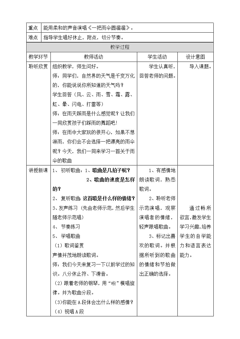 人音版六年级下册第五课第四课时《一把雨伞圆溜溜》课件+教案+音视频素材02