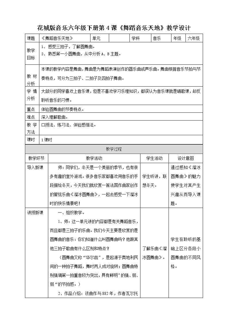 第4课 舞蹈音乐天地  课件+教案01