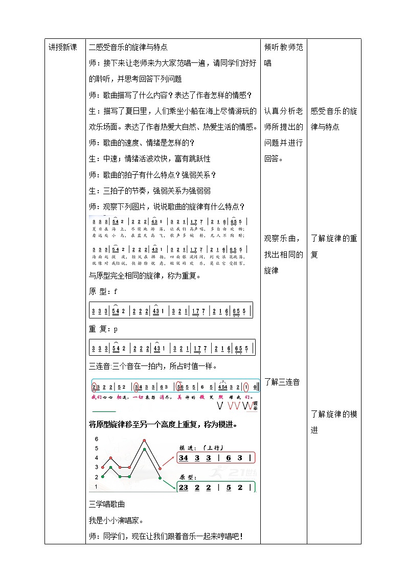 五年级下册 第4课 感知音乐的旋律（五）（教案）02