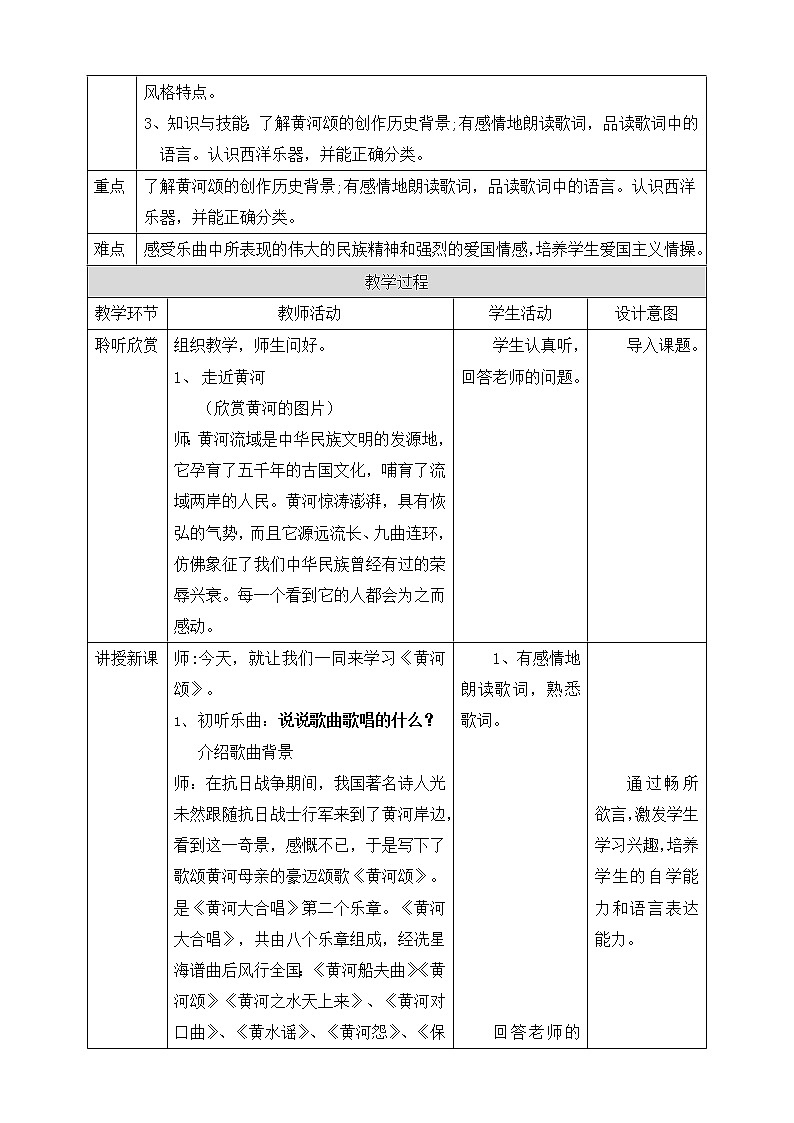 人音版六上音乐  第五课第四课时《黄河颂》《西洋乐器分类》课件+教案+音视频素材02