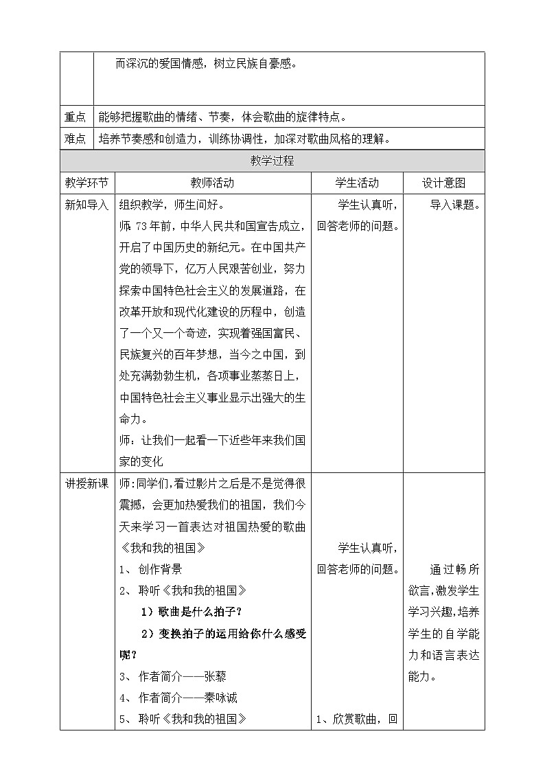 【人教版】六上音乐  第一单元第七课时《我和我的祖国》课件+教案+音视频素材02