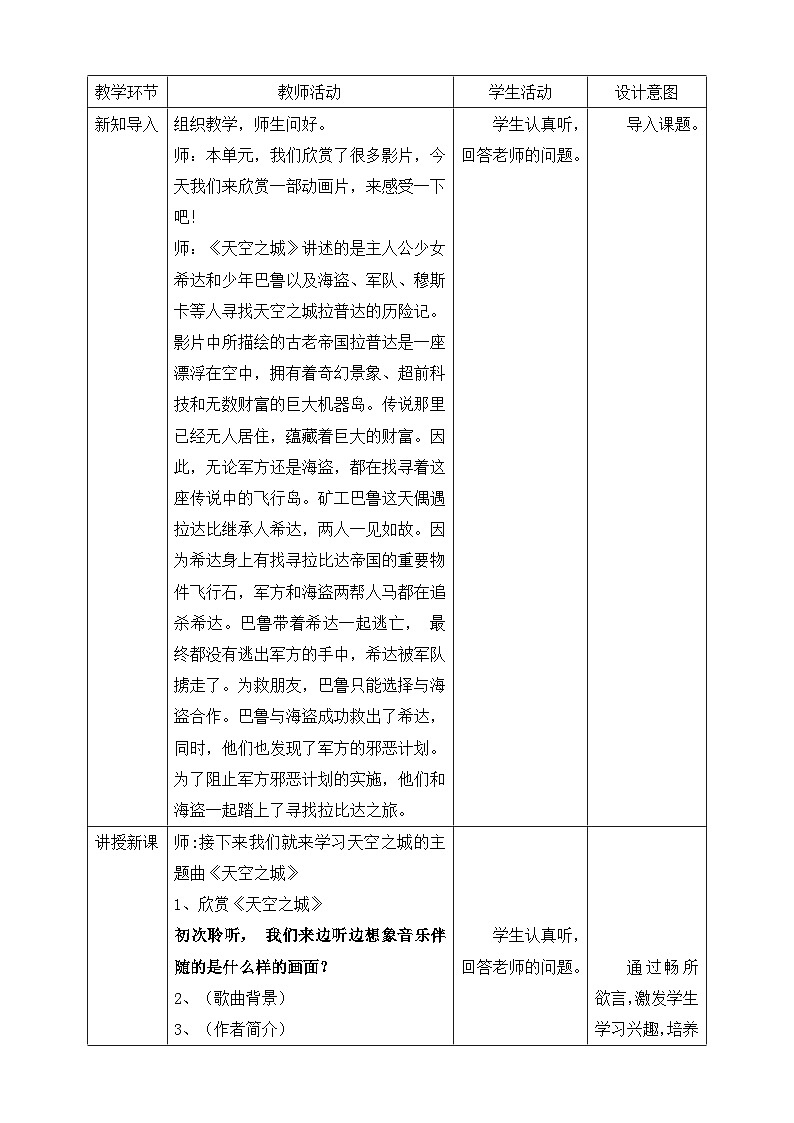 【核心素养目标】人教版六年级上册第四单元第六课时《天空之城》教案第2页