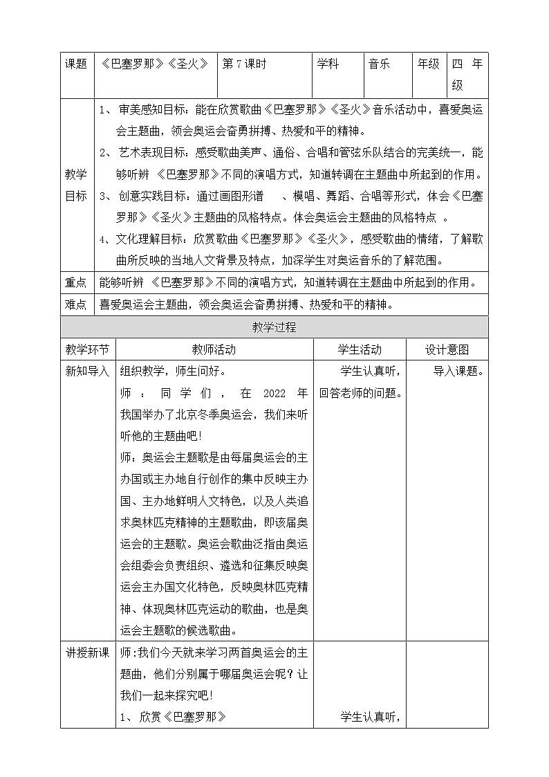 【人教版】六上音乐  第六单元第七课时《巴塞罗那》《圣火》课件+教案+音视频素材02