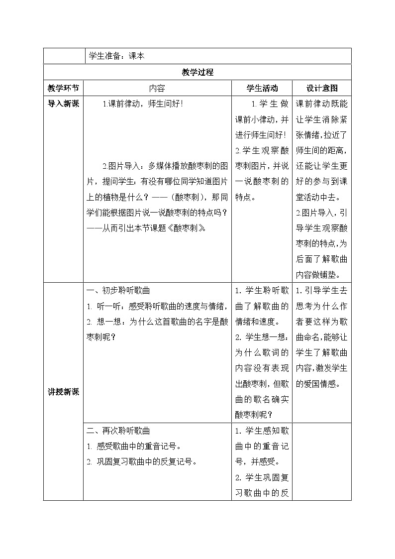 【核心素养目标】花城版音乐二年级上《酸枣刺》课件+教案+音频（含教学反思）02