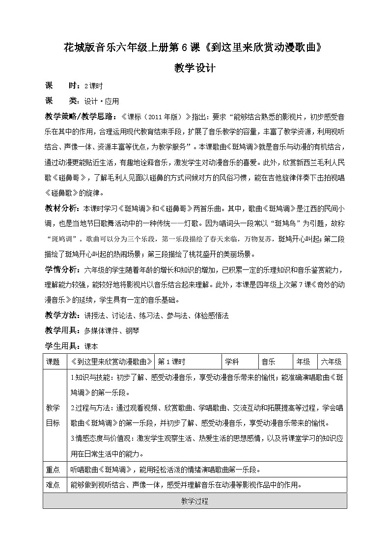 花城版六上第6课第1课时 《到这里来欣赏动漫歌曲》课件+教案+素材01
