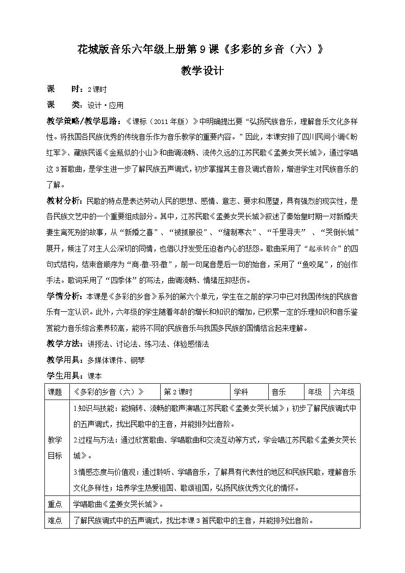 花城版六上第9课第2课时 《多彩的乡音（六）》  课件+教案01
