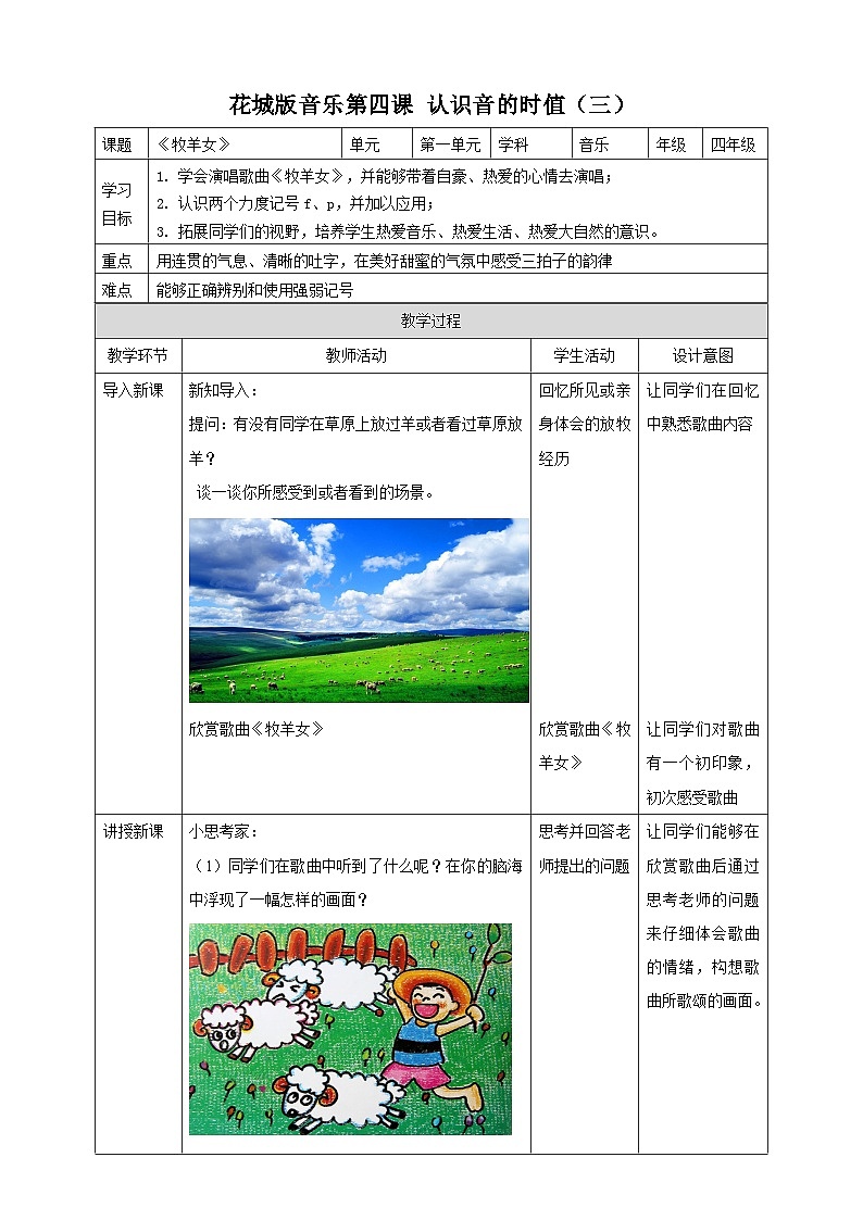 花城版音乐四年级上册 第4课《牧羊女》课件+教案+素材01