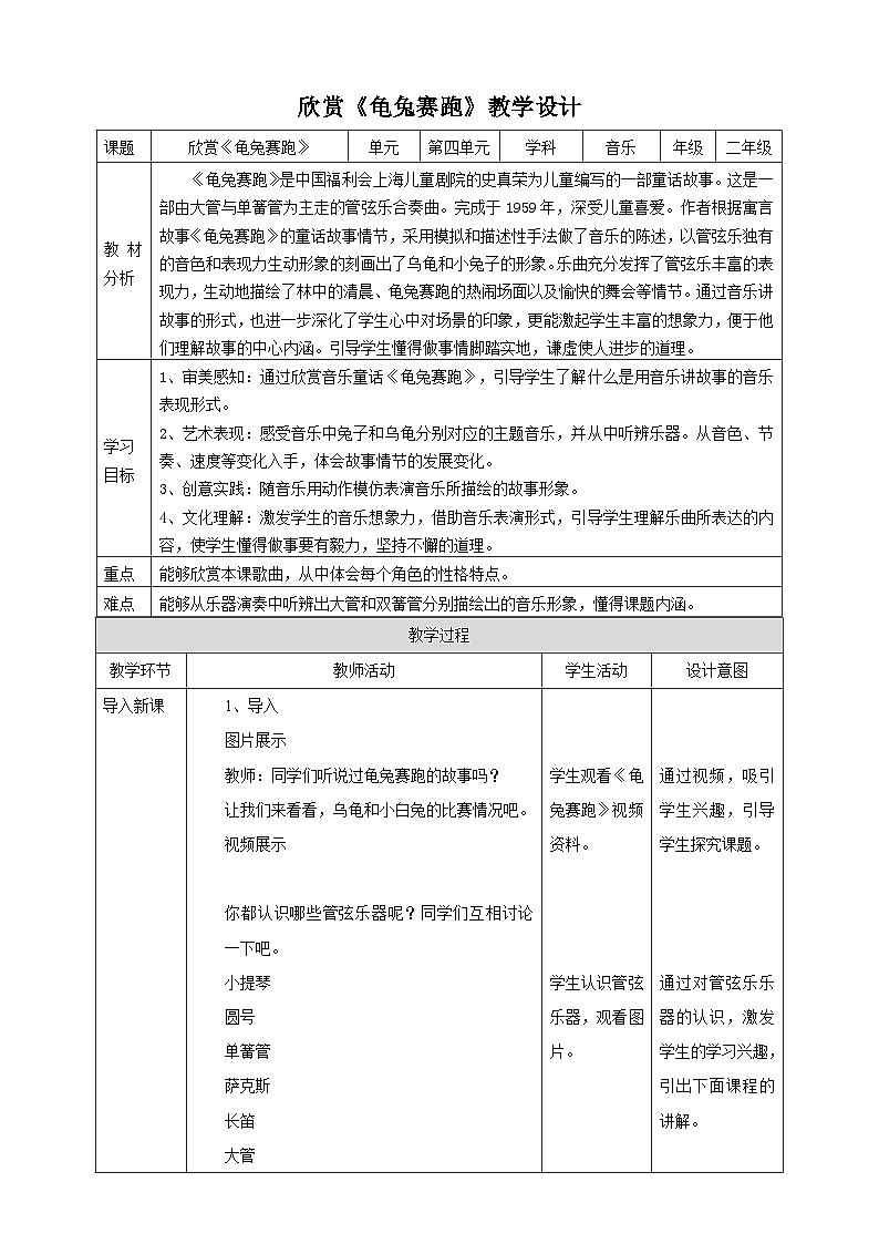 【核心素养目标】人教版二上第四课第7课时《龟兔赛跑》教案第1页