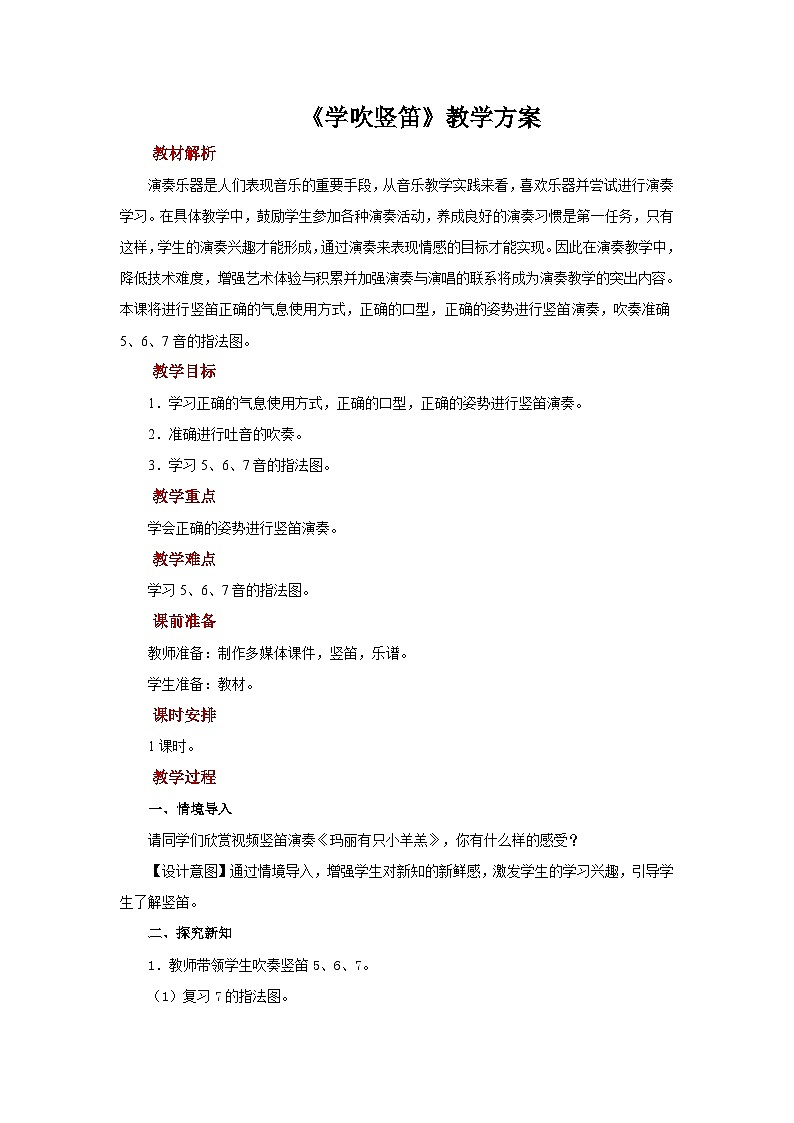 人音版音乐四年级上册 演奏 学吹竖笛 课件+教案+素材01