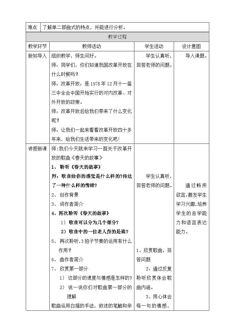 【核心素养】人教版音乐六年级上册1.2《春天的故事》教案第2页