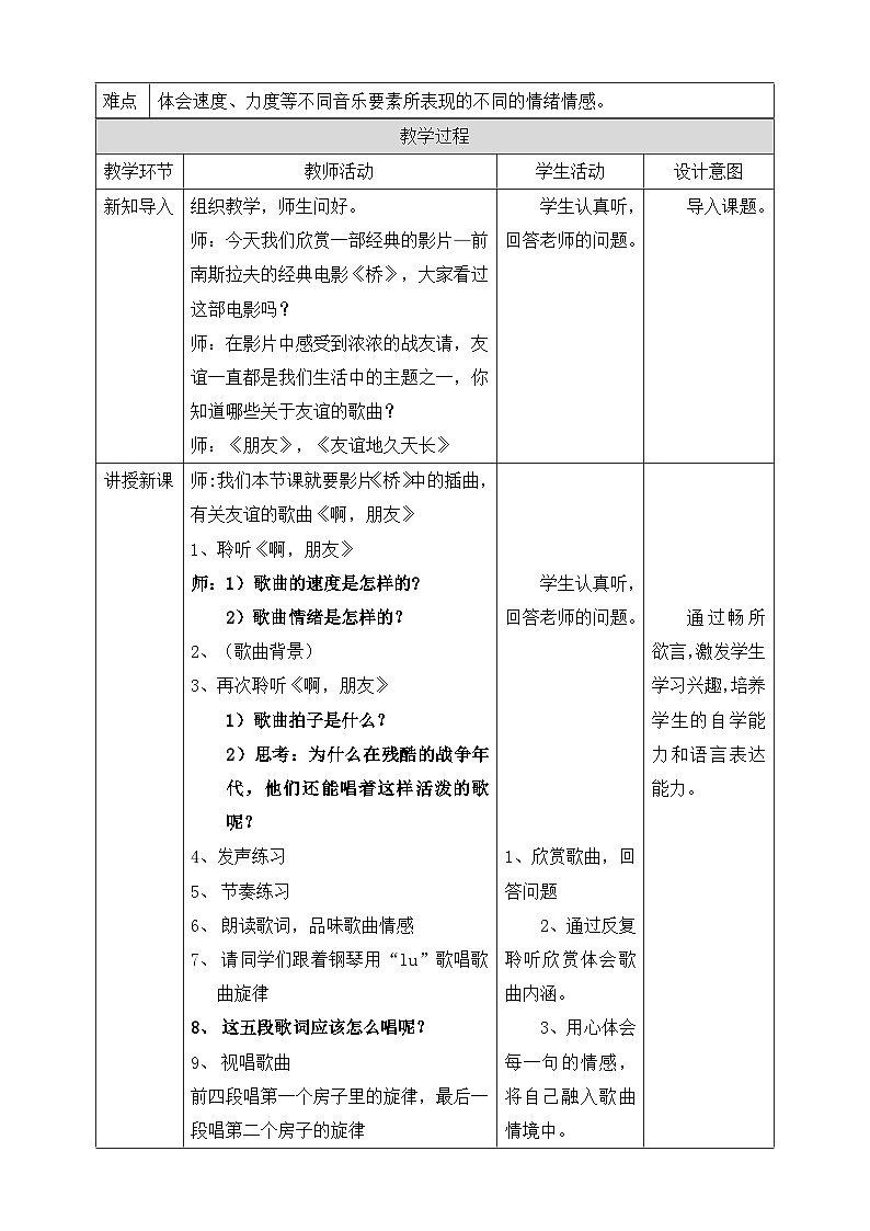 【核心素养】人教版音乐六年级上册4.4《啊，朋友》课件+教案+音视频素材02