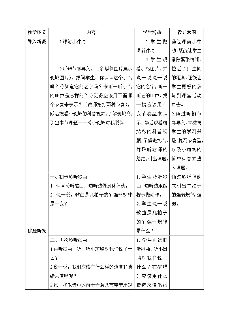 【核心素养目标】花城版音乐三年级上《小斑鸠对我说》课件+教案+音频（含教学反思）02