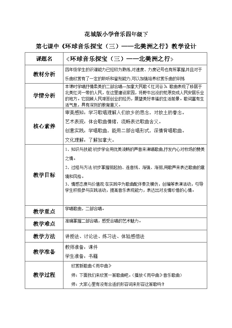 花城版4下音乐第七课下《红河谷》课件+教案01