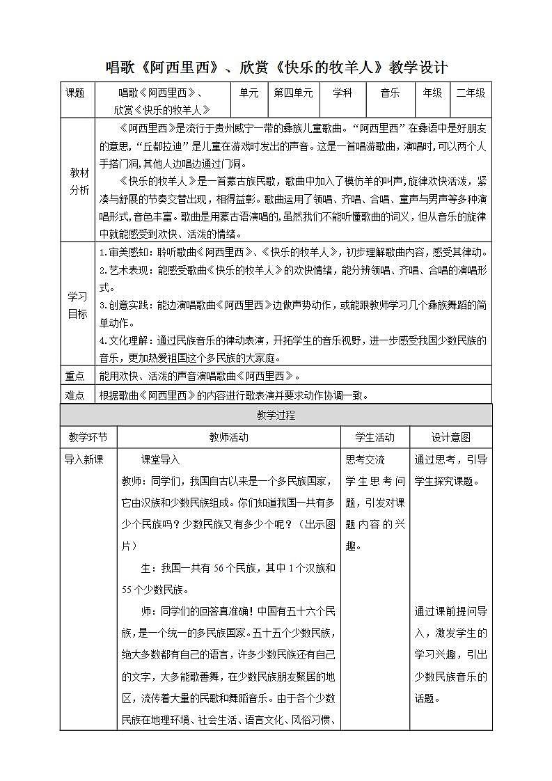 【新课标】人教版音乐二年级下册4.1《阿西里西》《快乐的牧羊人》课件+素材01