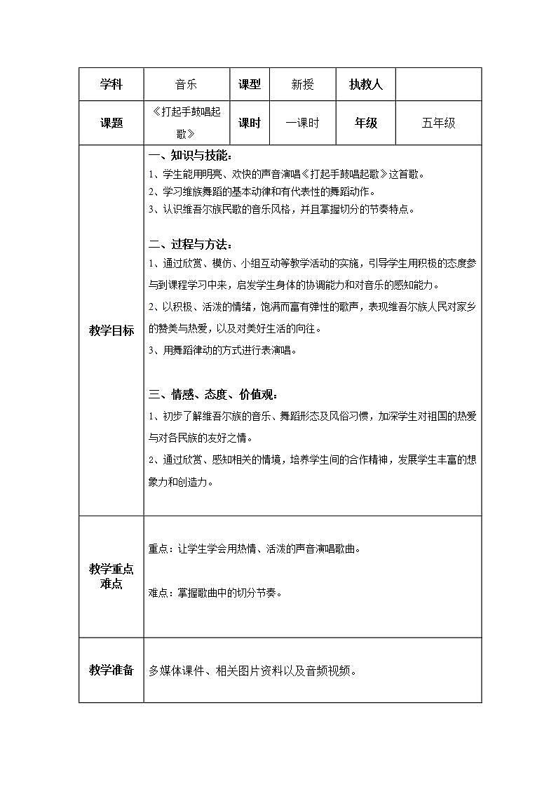 人音版音乐五年级下册第二单元第二课时《打起手鼓唱起歌》课件+教案+素材01