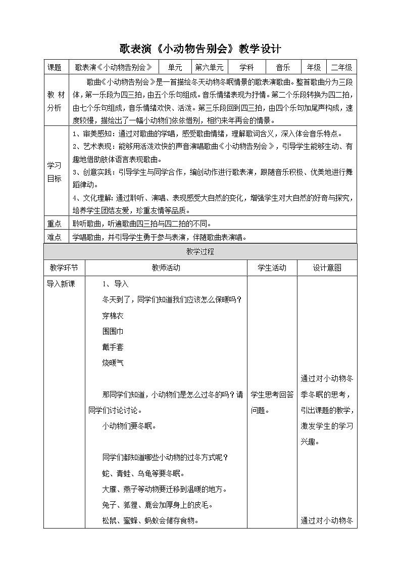 【核心素养】人教版音乐二上6.5《小动物告别会》课件+教案+素材01