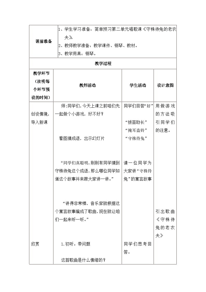《守株待兔的老农夫》名师教案第2页