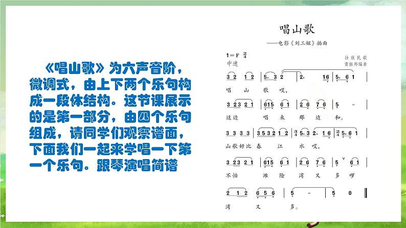 人教版音乐四年级下册第二单元第一课《唱山歌》课件第6页