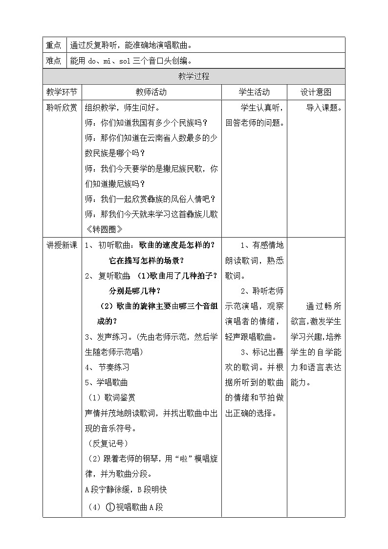 人音版六年级下册第二课第一课时《转圆圈》教案第2页