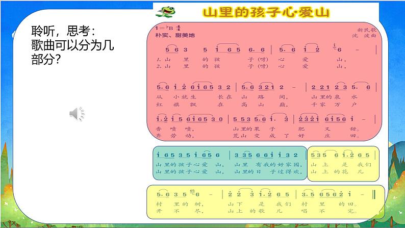 人音版小学三年级音乐下册第八单元《山里的孩子心爱山》课件第7页