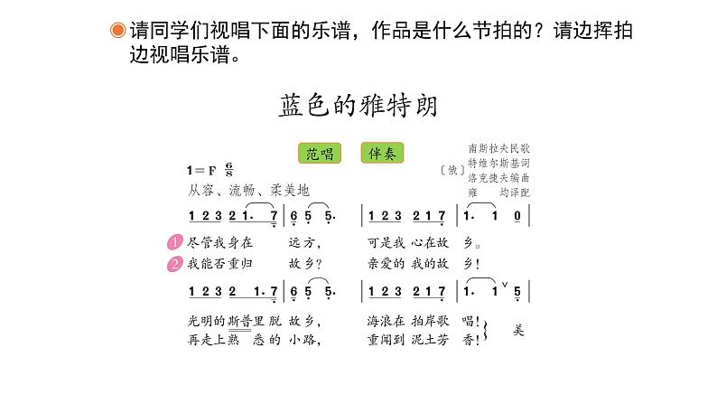 人教版小学音乐六年级下册 第二单元《蓝色的雅特朗》课件(简谱)第6页