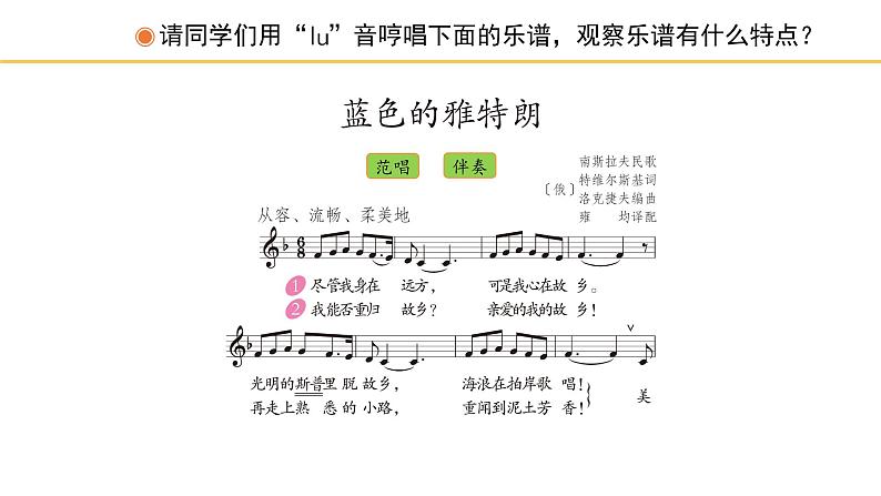 人教版小学音乐六年级下册 第二单元《蓝色的雅特朗》课件(五线谱)第5页