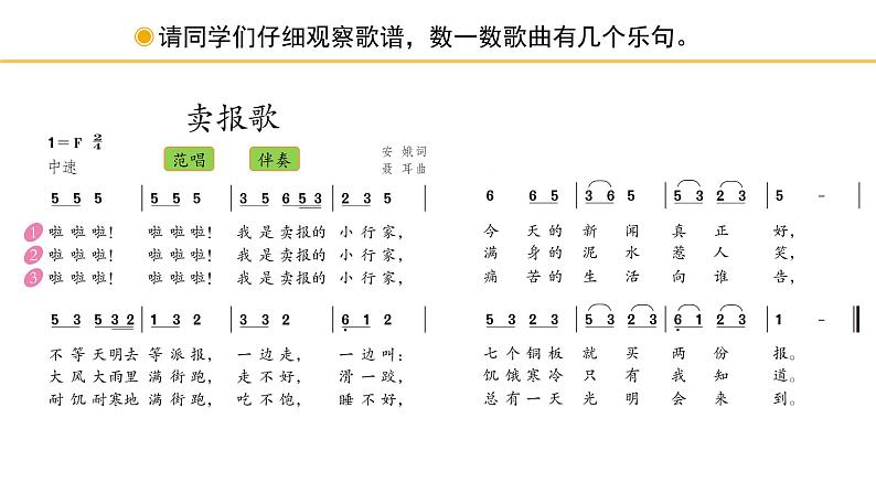 人教版小学音乐三年级下册 第三单元《卖报歌》课件(简谱)第5页